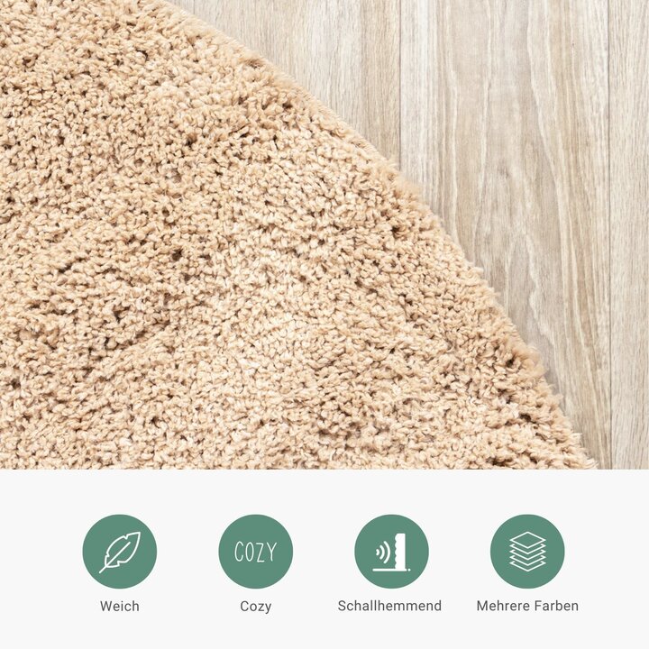 Teppich Hochflor Rund - Lofty Beige