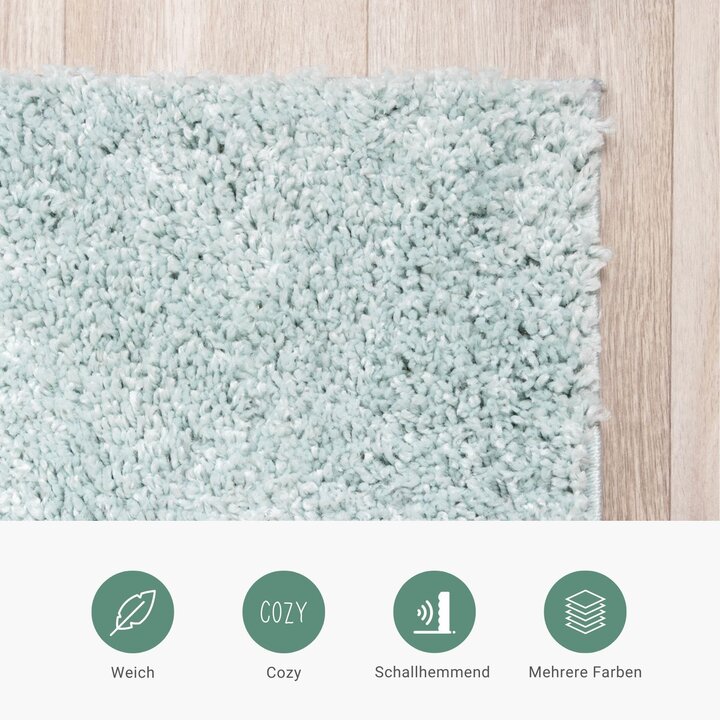 Teppich Hochflor - Lofty Hellblau Türkis