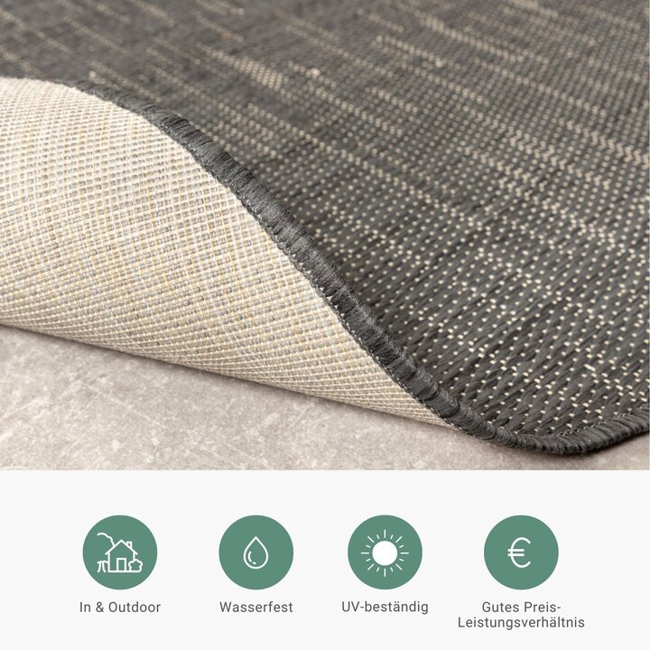 In- & Outdoor Teppich Rund - Malta Arrow Schwarz