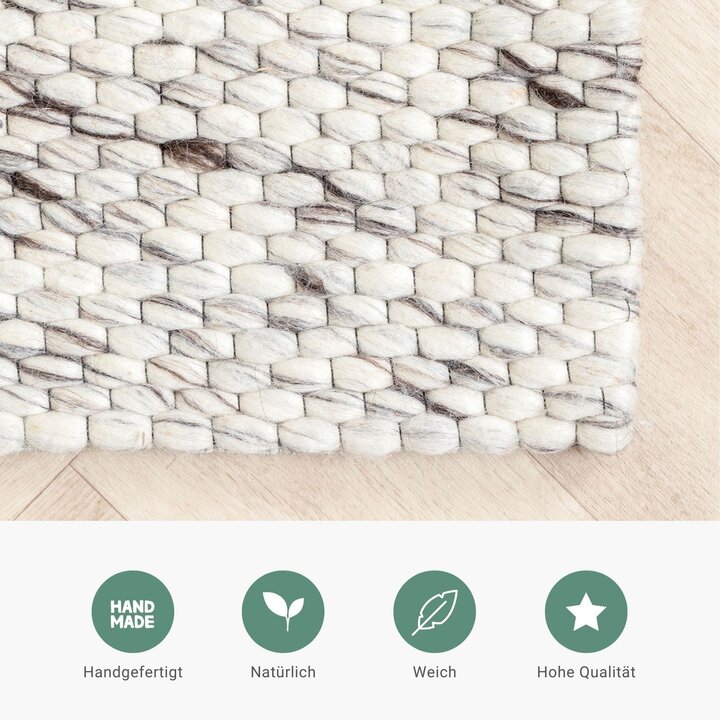 Wollteppich - Melange Creme Meliert