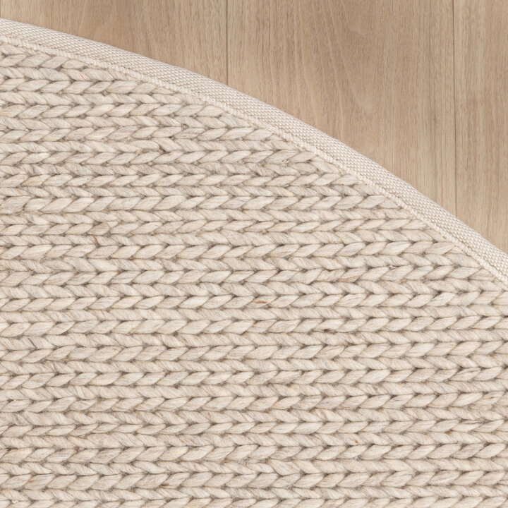 Wollteppich Rund - Twist Beige
