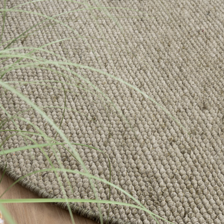 Wollteppich Rund - Feline Olivgrün Meliert