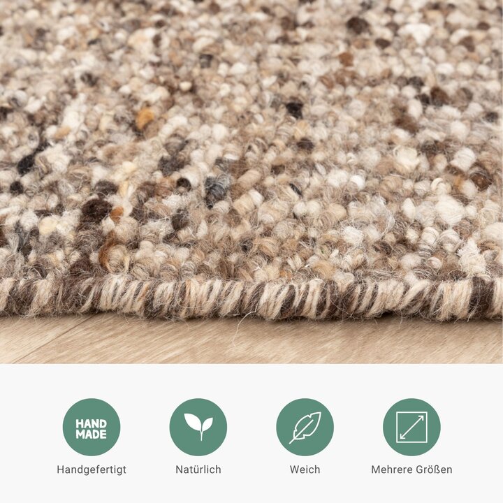 Wollteppich - Nero Braun Meliert