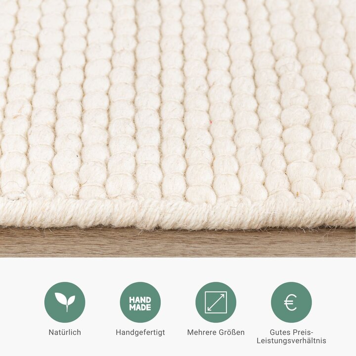 Wollteppich Oval - Feline Weiß