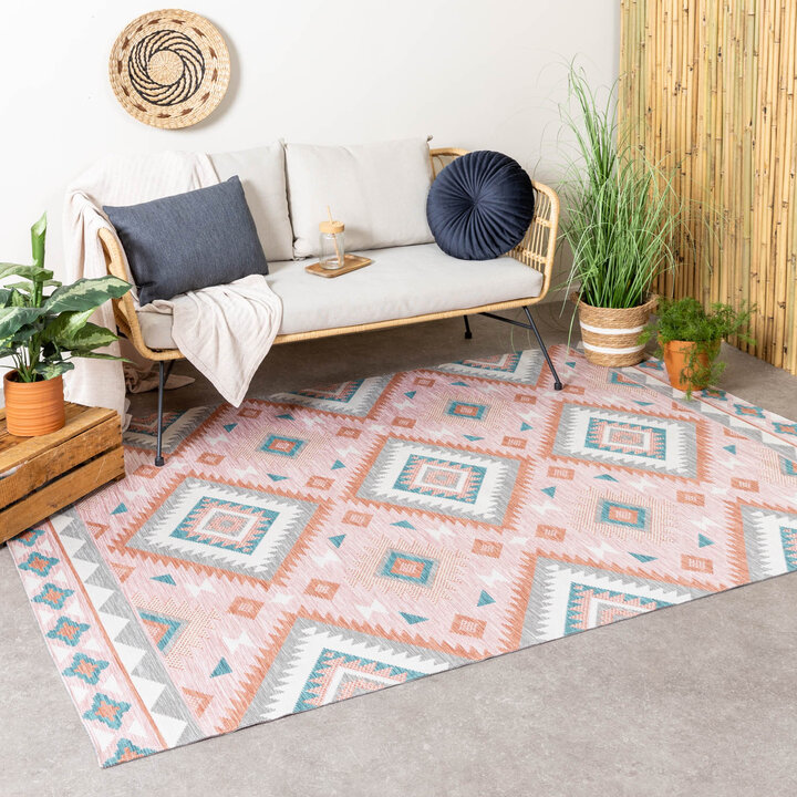 Outdoor Teppich Boho - Vedra Aztec Rosa