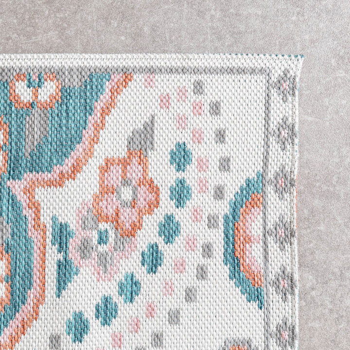 Outdoor Teppich Boho - Vedra Medaillon Blau