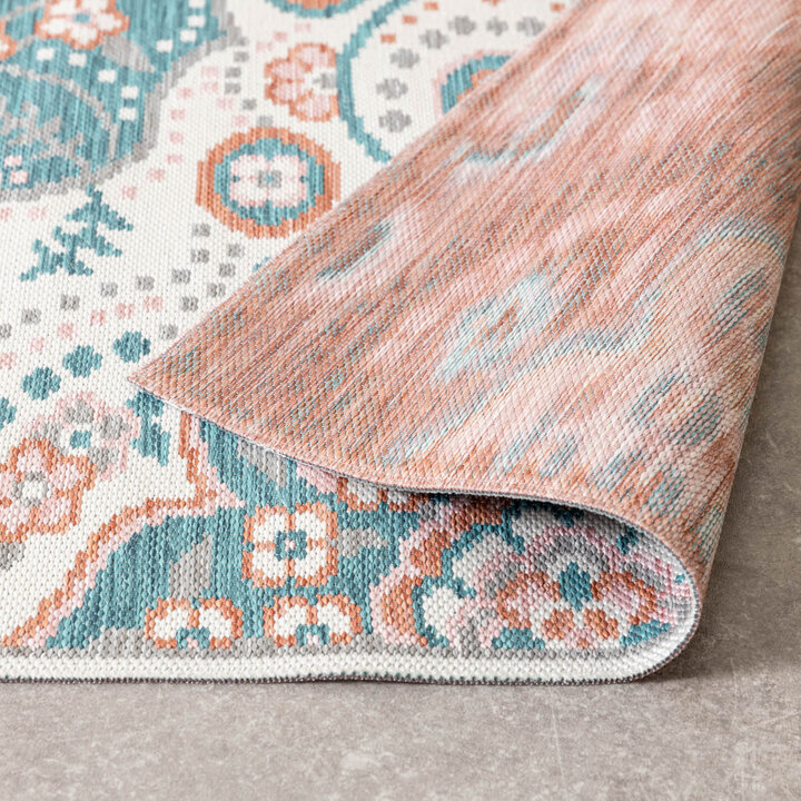 Outdoor Teppich Boho - Vedra Medaillon Blau