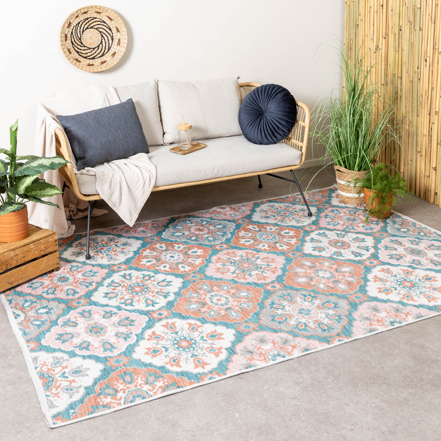 Outdoor Teppich Boho - Vedra Tile Blau