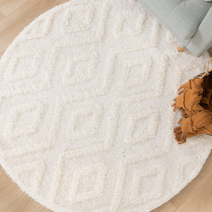 Teppich Skandinavisch Rund - Lova Diamond Creme