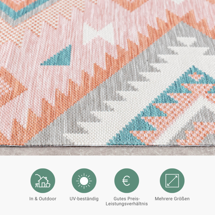 Outdoor Teppich Boho - Vedra Aztec Rosa