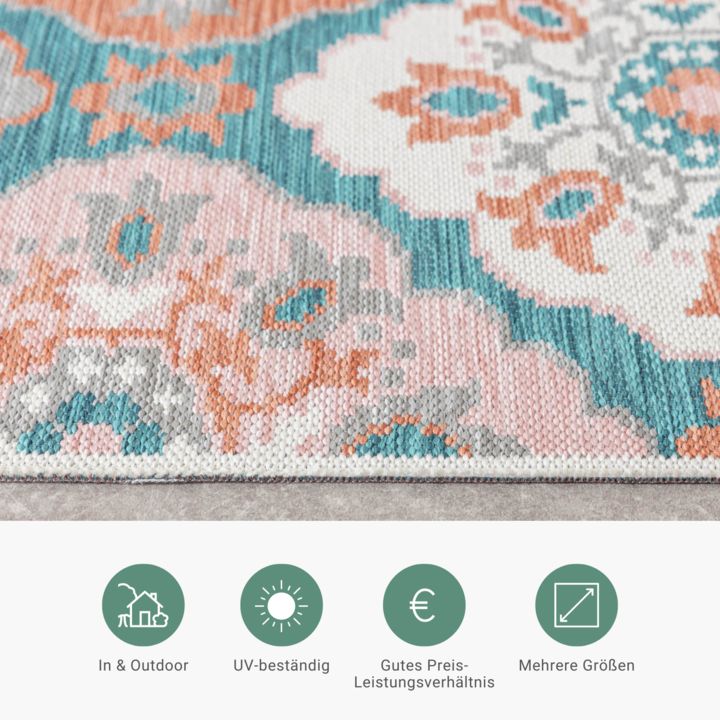 Outdoor Teppich Boho - Vedra Tile Blau