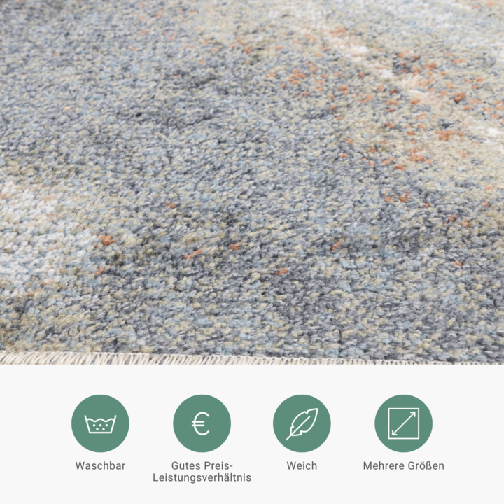 Waschbarer Teppich Abstrakt - Misha Lines Creme Grau