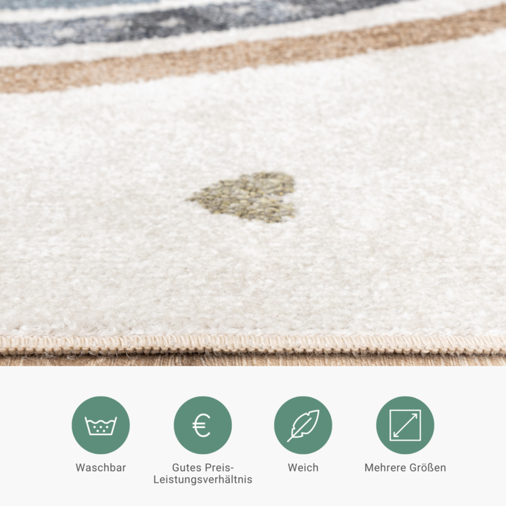 Waschbarer Kinderteppich - Ravi Rainbow Bunt