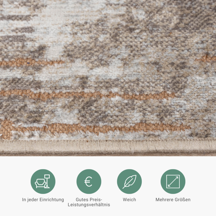 Teppich Modern - Hendrix Grunge Creme Terracotta