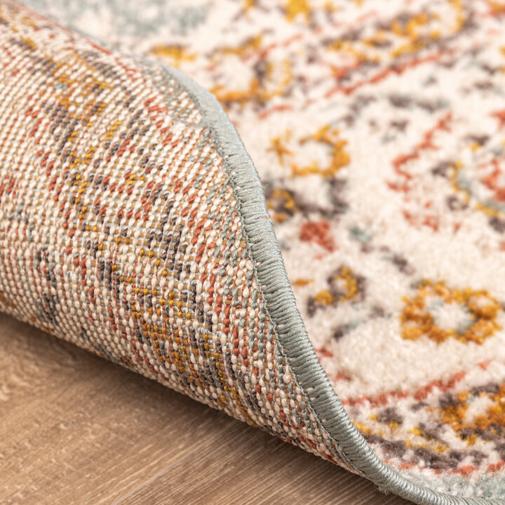 Teppich Vintage Rund - Thirza Medaillon Hellblau Bunt