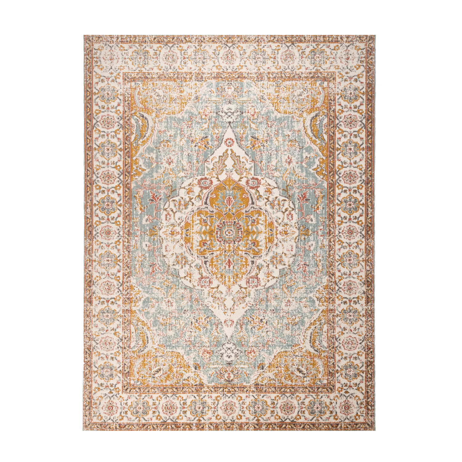 Vintage Teppich - Thirza Medaillon Hellblau Bunt - sfeer