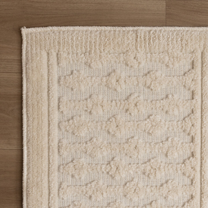 Waschbarer Teppich - Dunya Geo Weiß