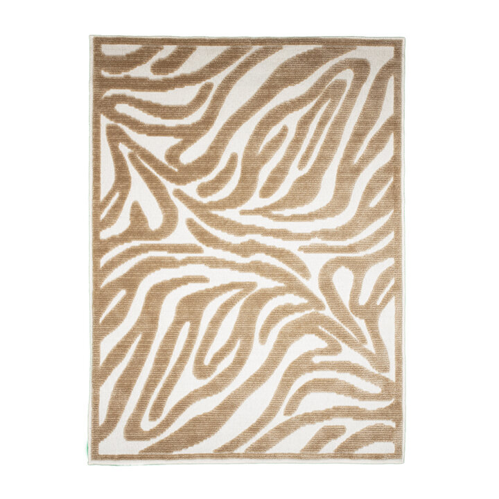 Waschbarer Teppich - Dunya Zebra Beige Weiß