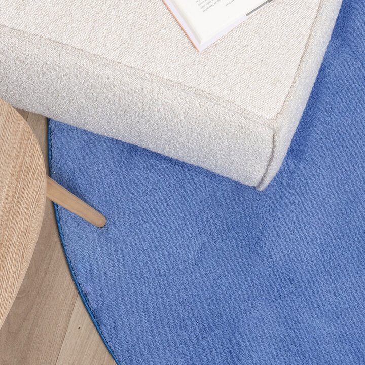 Waschbarer Teppich Rund - Vivid Blau