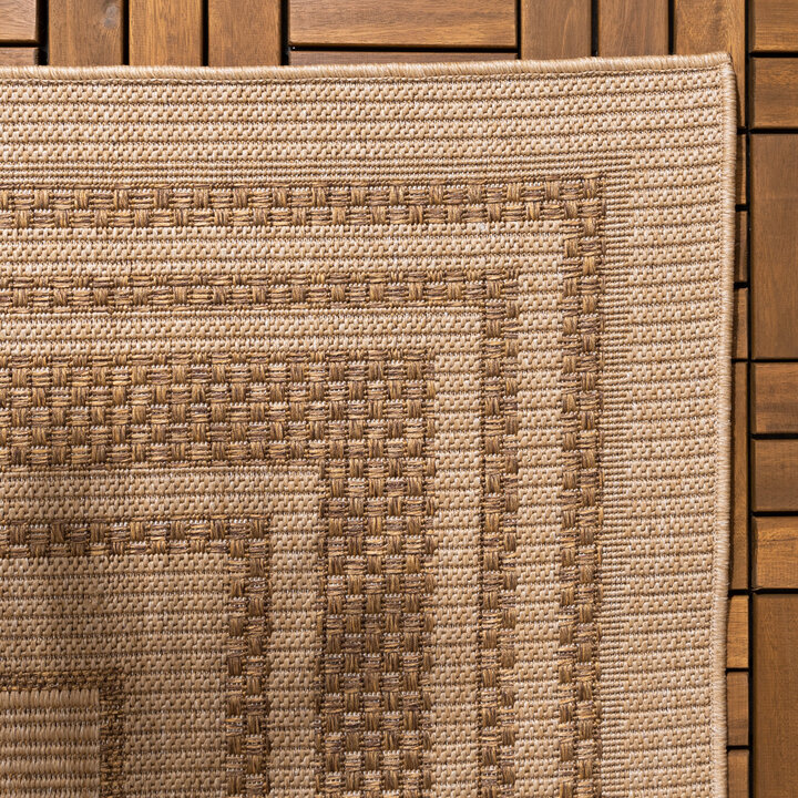 Garten Teppich Jute - Mavi Border Creme Braun