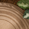 Jute Gartenteppich Rund - Mavi Border Creme Braun - thumbnail 2