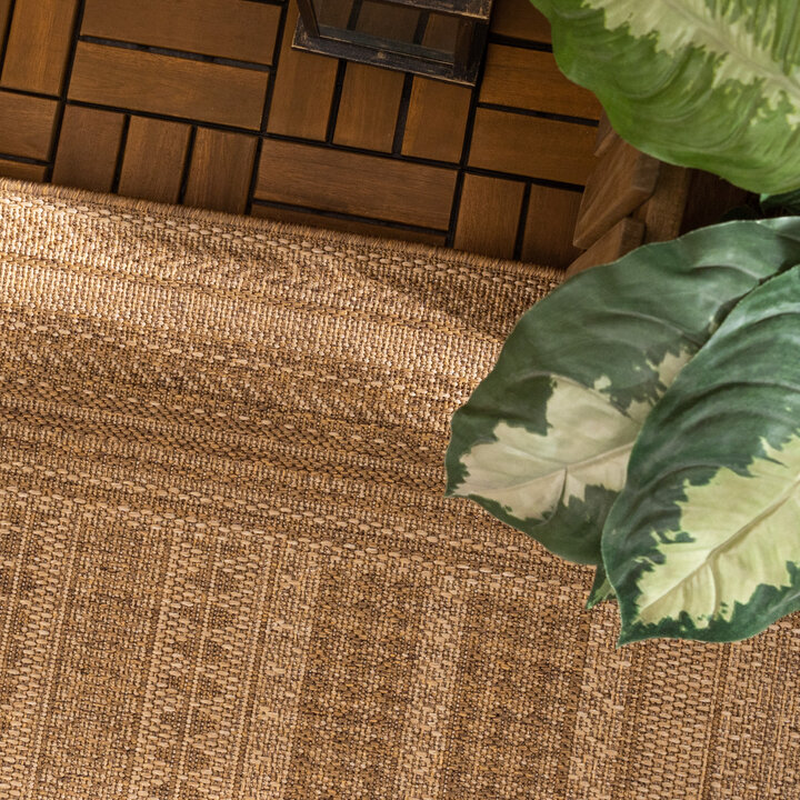 Garten Teppich Jute - Mavi Stripes Creme Braun