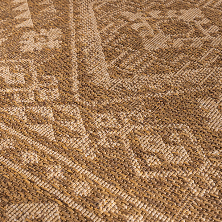 Garten Teppich Jute - Mavi Medaillon Creme Braun