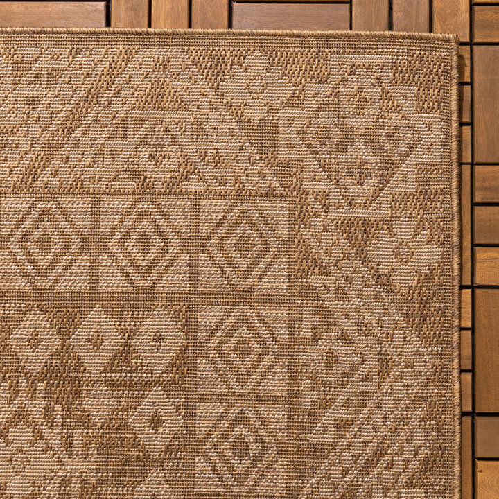 Garten Teppich Jute - Mavi Medaillon Creme Braun