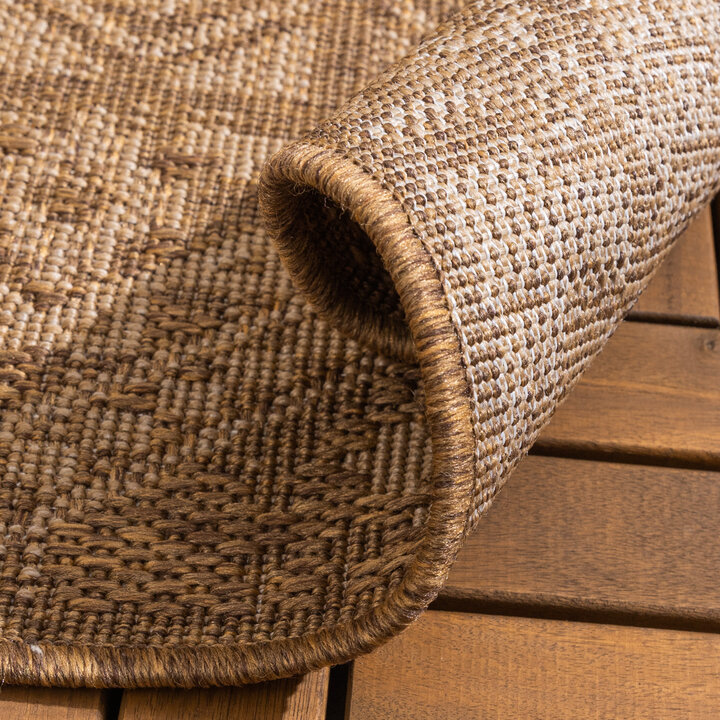 Garten Teppich Jute - Mavi Medaillon Creme Braun