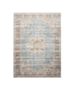 In- & Outdoor Teppich Vintage - Kairo Medaillon Hellblau Creme