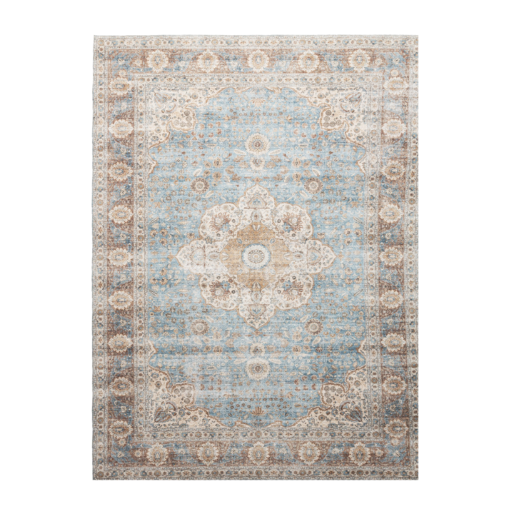 In- & Outdoor Teppich Vintage - Kairo Medaillon Hellblau Creme