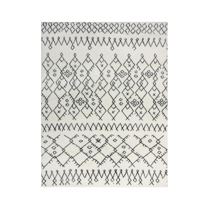 Waschbarer Berber Teppich - Furo Adil Creme Schwarz