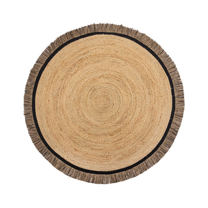 Jute Teppich Rund - Kahano Natur Schwarz