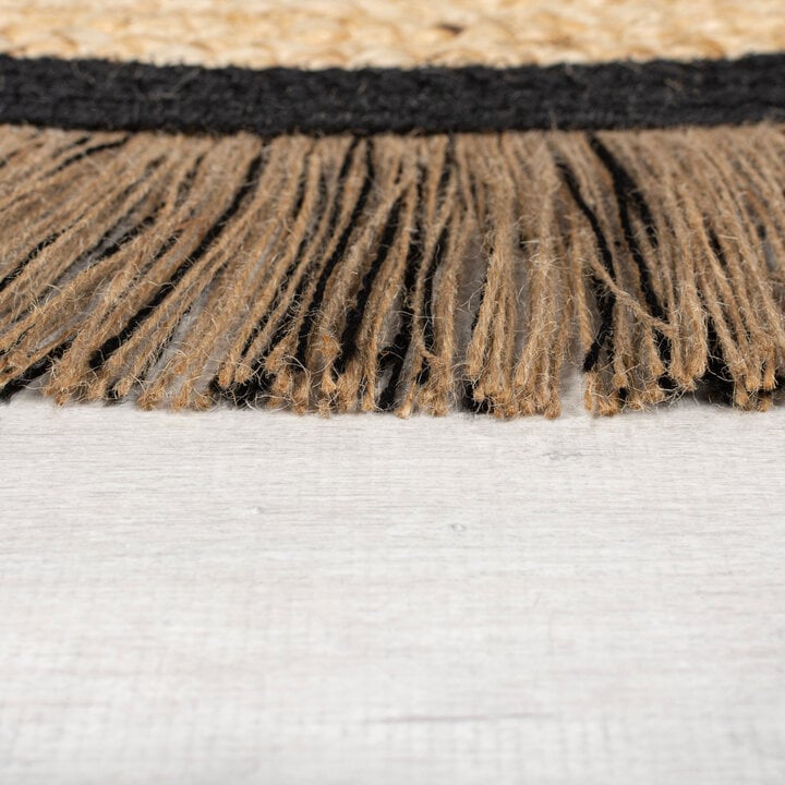 Jute Teppich Rund - Kahano Natur Schwarz