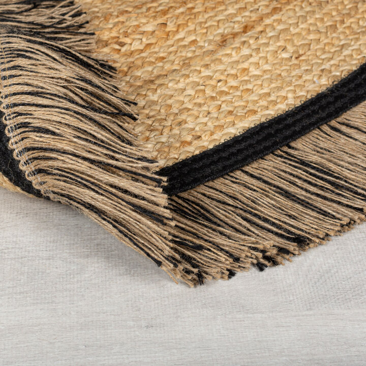Jute Teppich Rund - Kahano Natur Schwarz