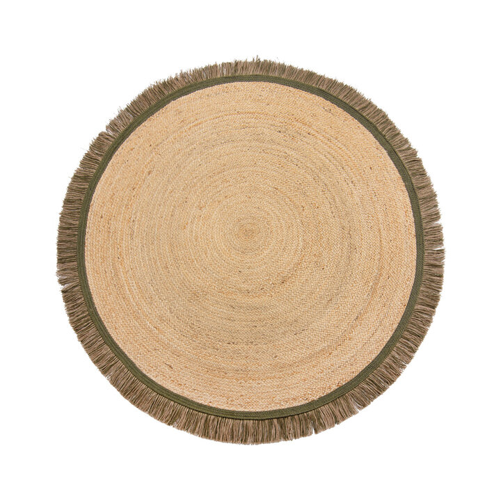 Jute Teppich Rund - Kahano Natur Grün