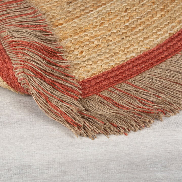 Jute Teppich Rund - Kahano Natur Terrakotta