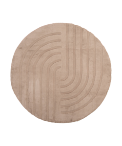 Hochflor Teppich Rund - Carvy Curves Taupe