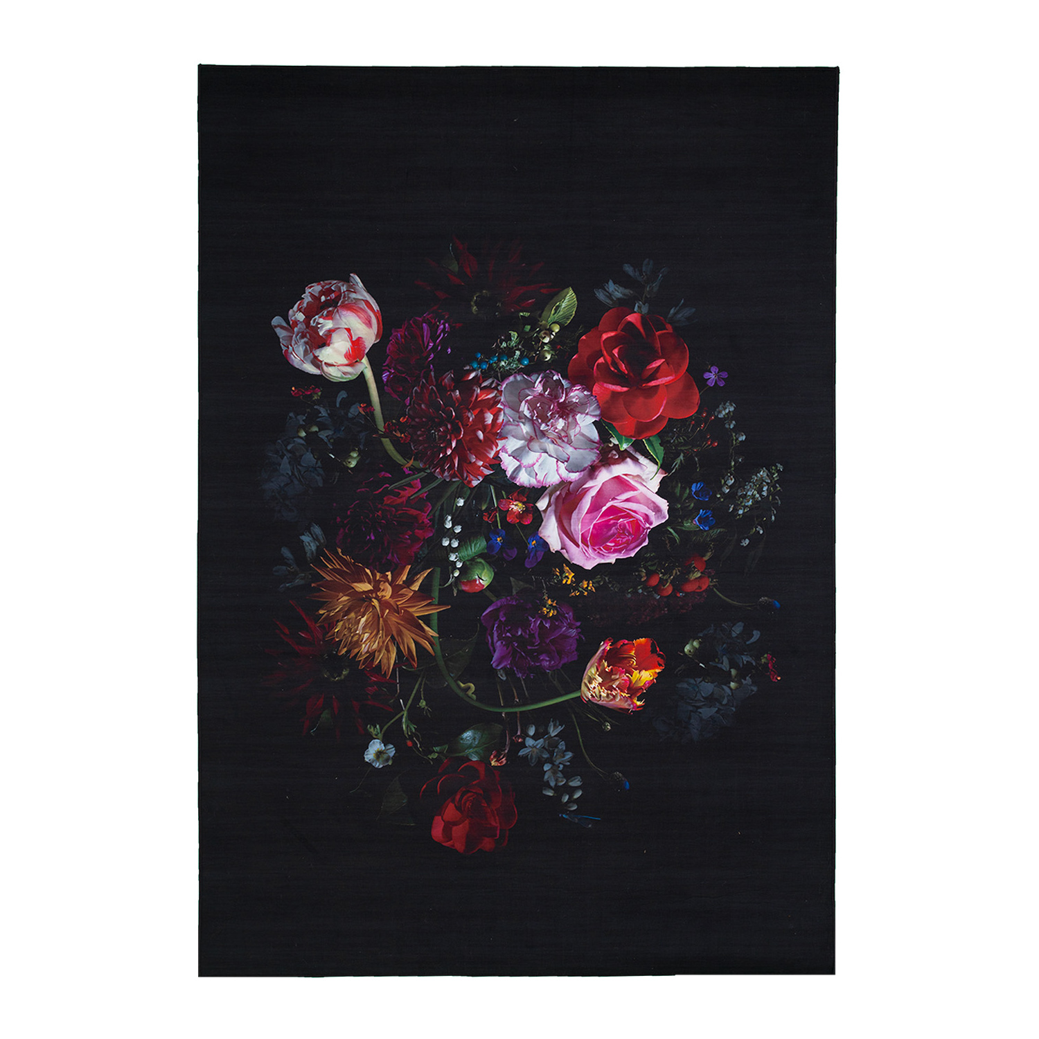 Teppich Floral - Florine Schwarz Rosa - sfeer