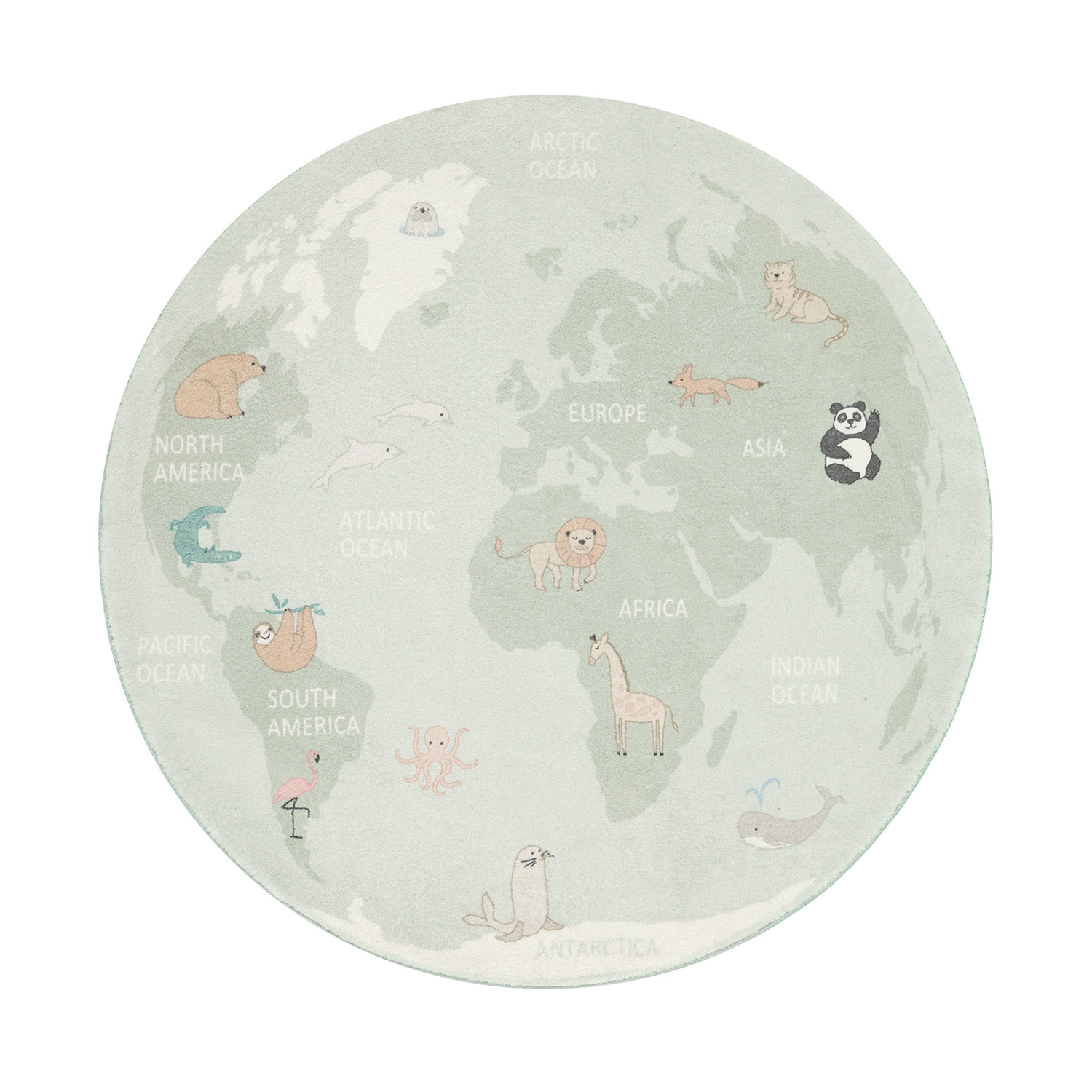 Kinderteppich Rund - Globe Mint - sfeer