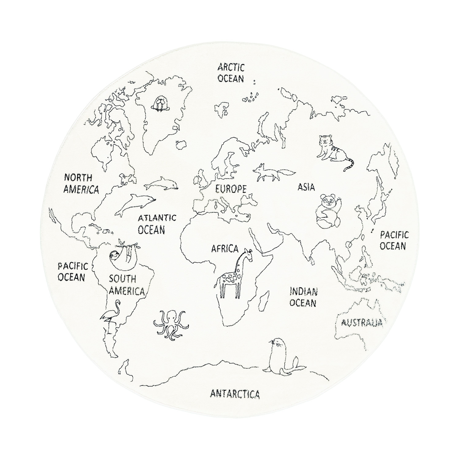 Kinderteppich Rund - Globe Creme - sfeer