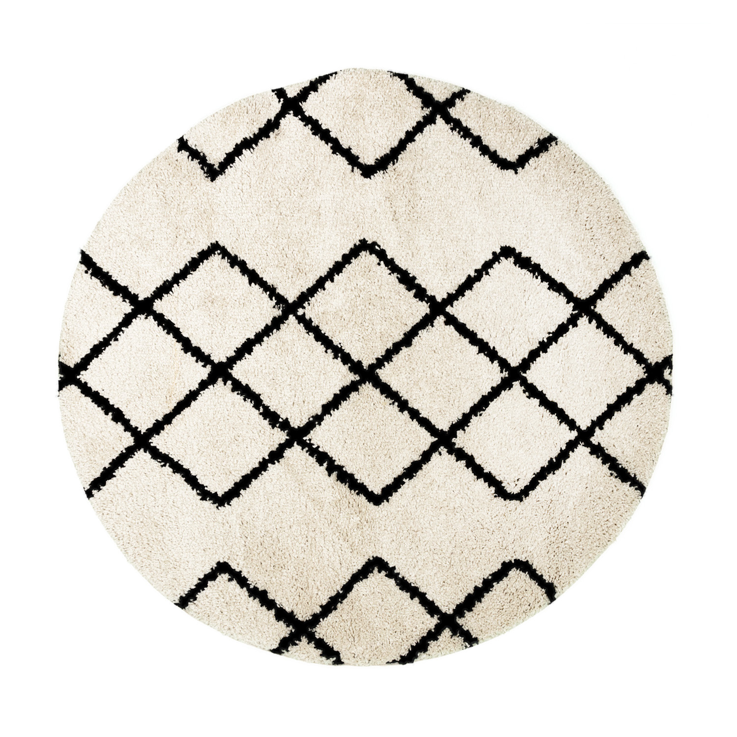 Teppich Hochflor Rund - Grand Diamond Creme Schwarz - sfeer