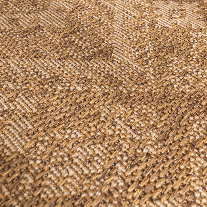 Jute Gartenteppich Rund - Mavi Medaillon Creme Braun