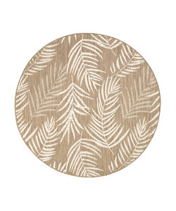 In- & Outdoor Teppich Rund - Malta Leaves Beige