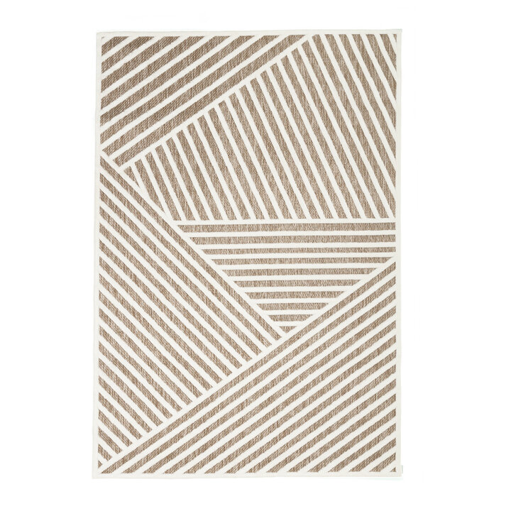 Teppich Modern - Nori Lines Weiß Taupe