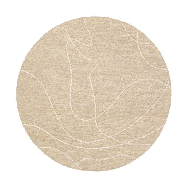 In- & Outdoor Teppich Rund - Porto Lines Creme