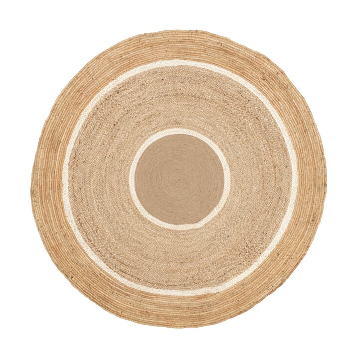 Jute Teppich Rund - Mirai Circle Weiss Natur