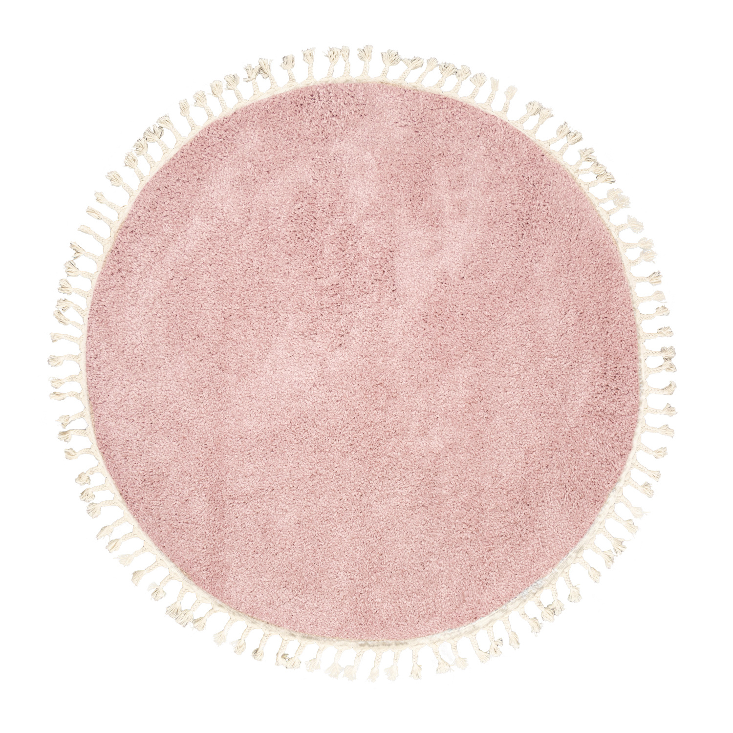 Teppich Hochflor Rund - Lofty Fringe Rosa - sfeer