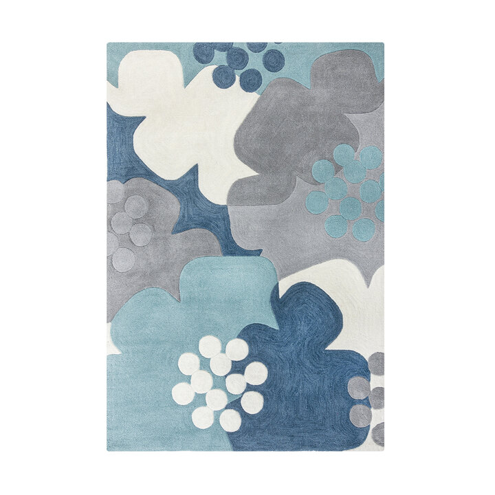 Teppich Floral - Zeso Floral Blau Grau