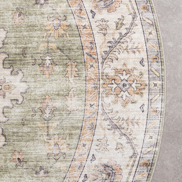 Vintage Gartenteppich Rund - Santo Medaillon Grün